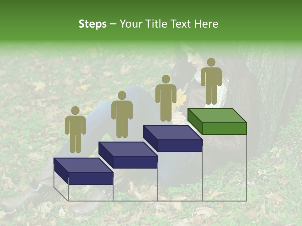 A Woman Sitting Under A Tree Holding A Leaf PowerPoint Template