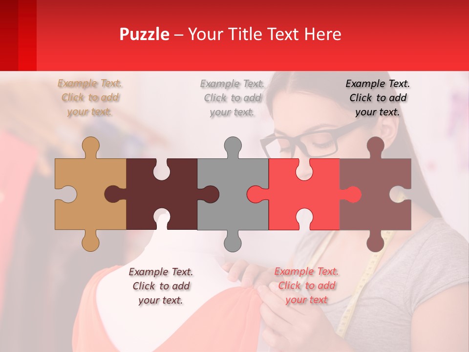 A Woman Looking At A Dress On A Mannequin PowerPoint Template