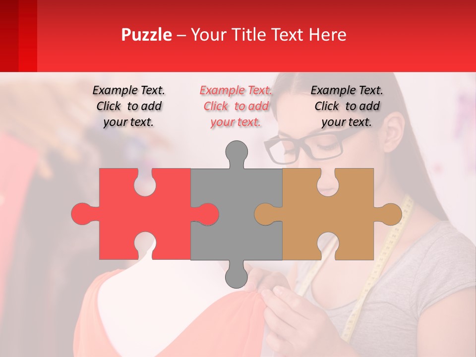 A Woman Looking At A Dress On A Mannequin PowerPoint Template