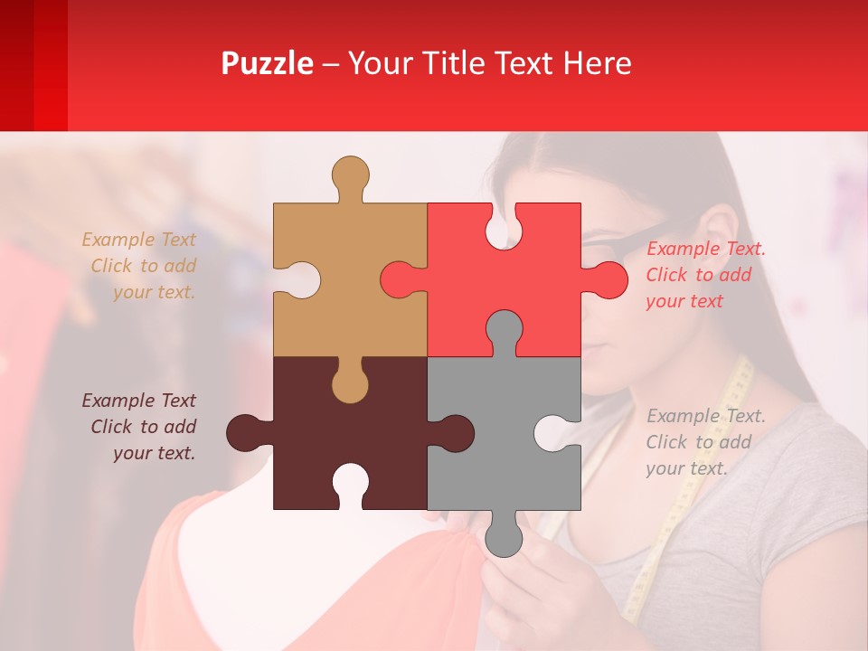 A Woman Looking At A Dress On A Mannequin PowerPoint Template