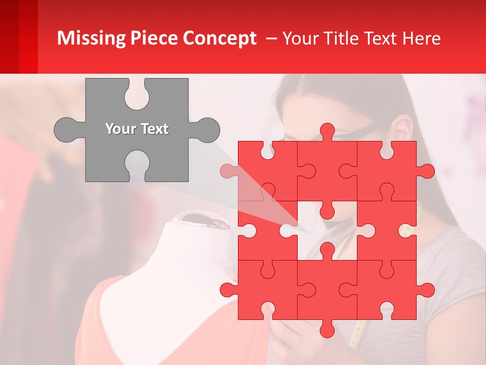 A Woman Looking At A Dress On A Mannequin PowerPoint Template