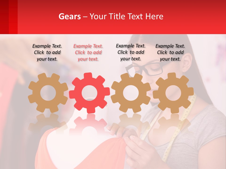 A Woman Looking At A Dress On A Mannequin PowerPoint Template