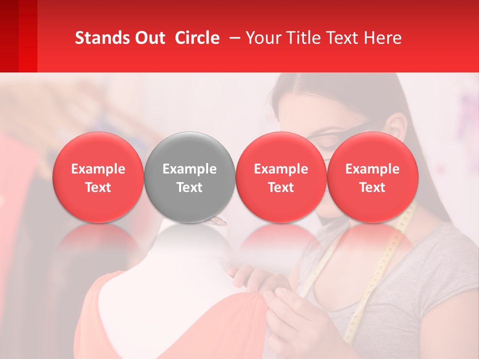 A Woman Looking At A Dress On A Mannequin PowerPoint Template