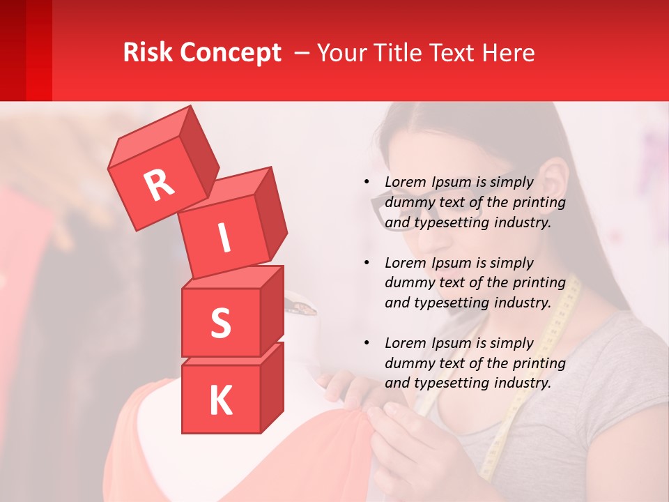 A Woman Looking At A Dress On A Mannequin PowerPoint Template