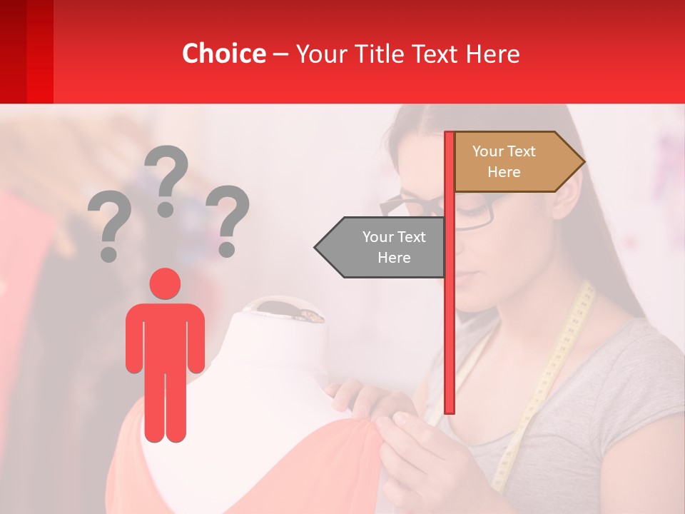 A Woman Looking At A Dress On A Mannequin PowerPoint Template