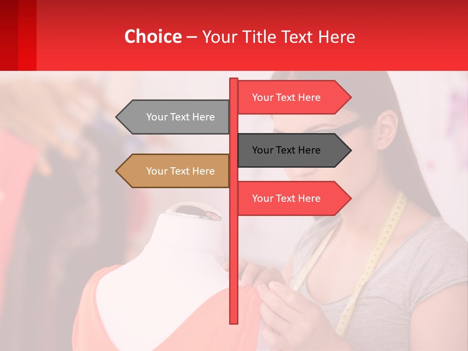 A Woman Looking At A Dress On A Mannequin PowerPoint Template