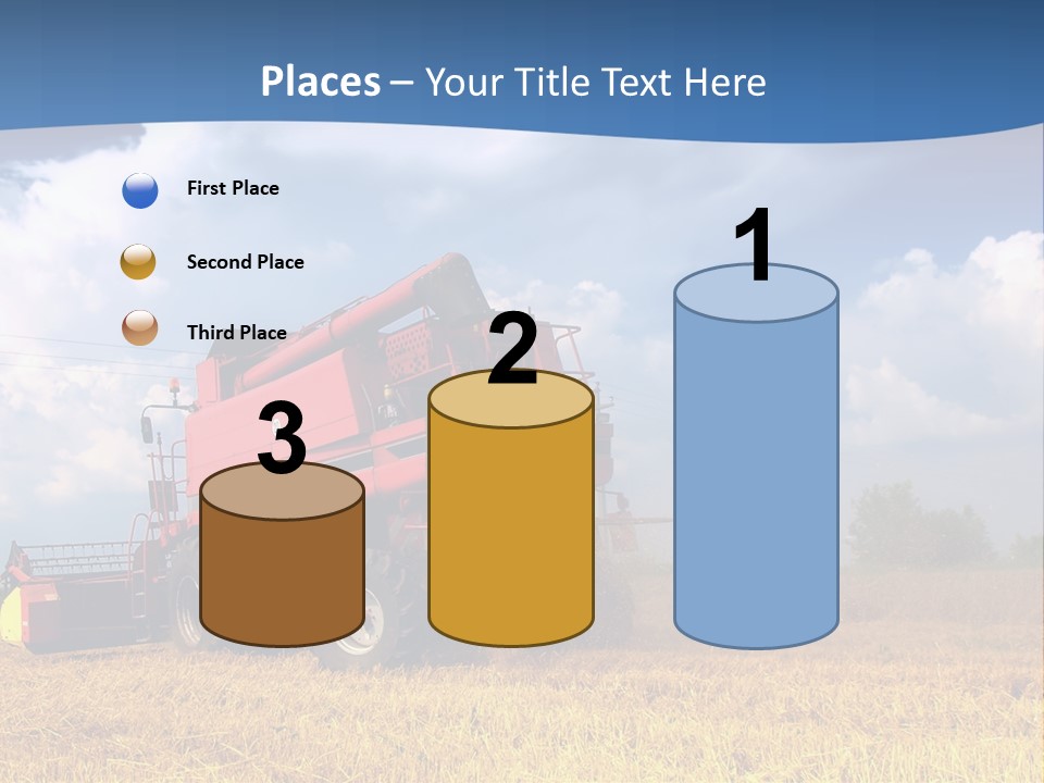 A Big Red Truck Driving Through A Field PowerPoint Template