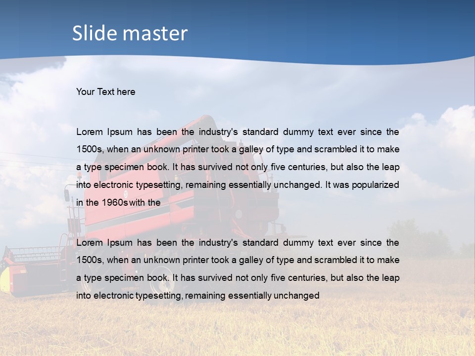 A Big Red Truck Driving Through A Field PowerPoint Template