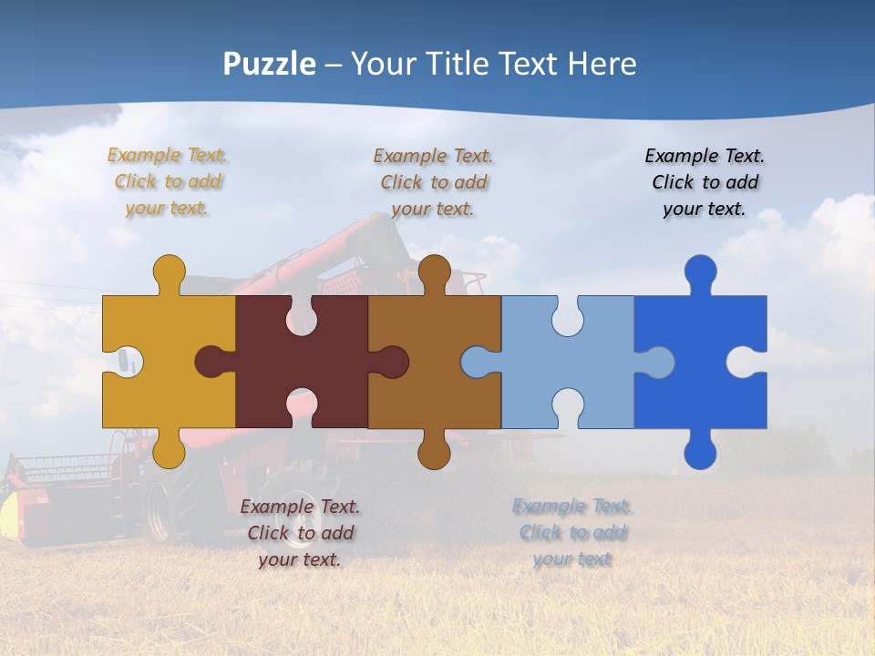 A Big Red Truck Driving Through A Field PowerPoint Template