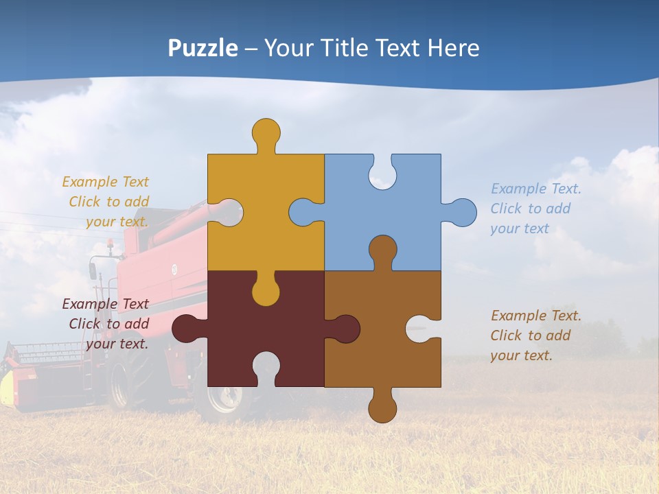 A Big Red Truck Driving Through A Field PowerPoint Template