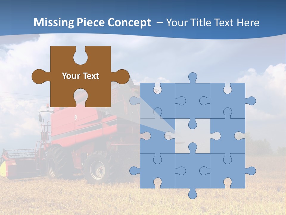 A Big Red Truck Driving Through A Field PowerPoint Template