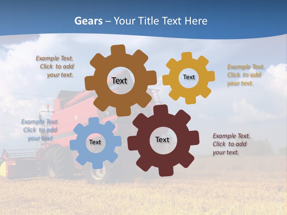 A Big Red Truck Driving Through A Field PowerPoint Template