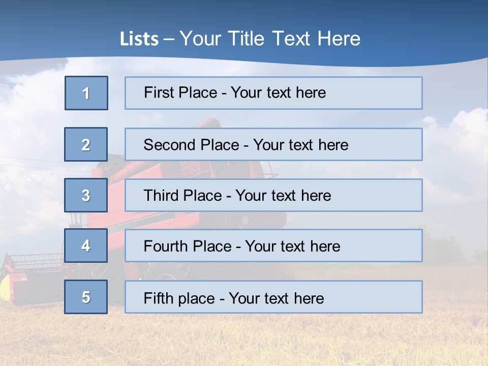 A Big Red Truck Driving Through A Field PowerPoint Template