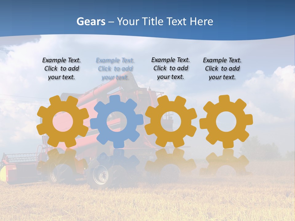 A Big Red Truck Driving Through A Field PowerPoint Template