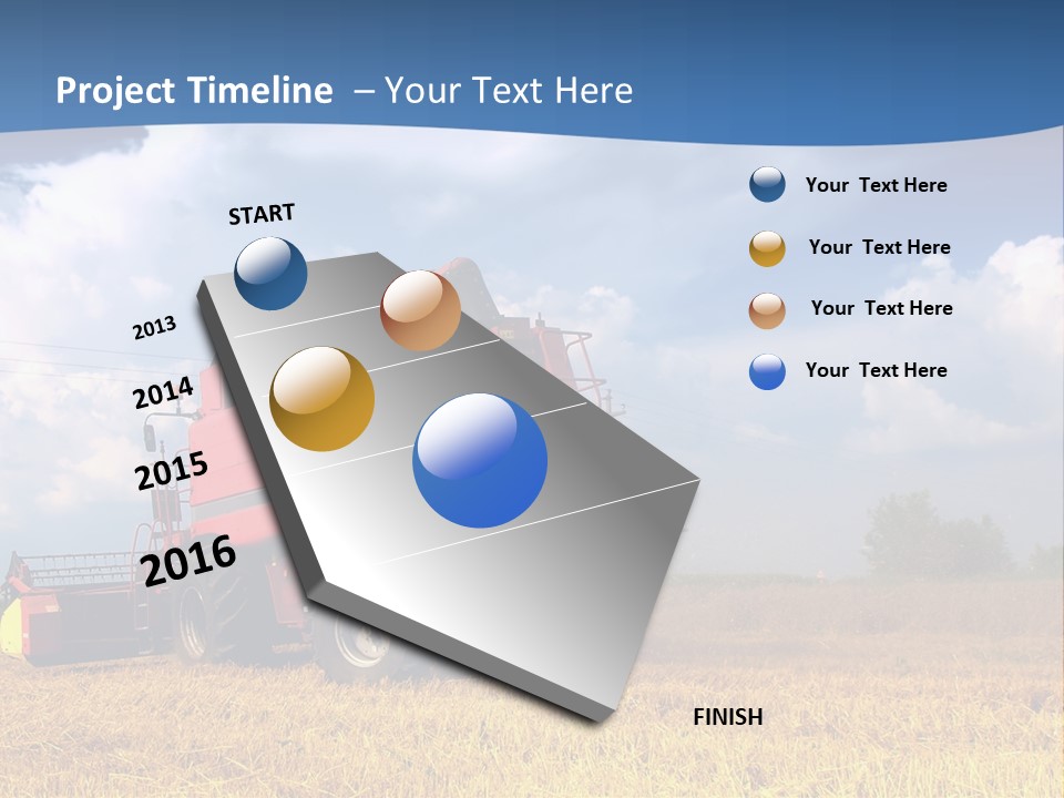 A Big Red Truck Driving Through A Field PowerPoint Template