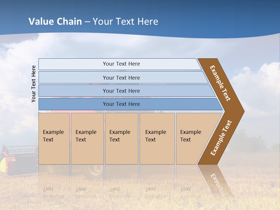 A Big Red Truck Driving Through A Field PowerPoint Template