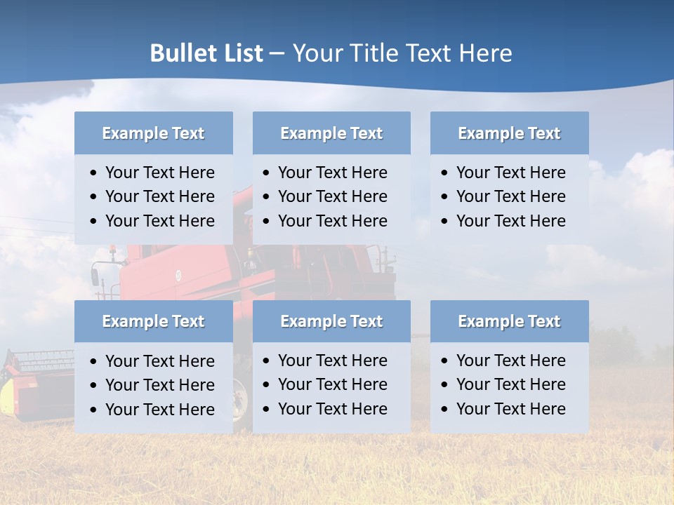 A Big Red Truck Driving Through A Field PowerPoint Template