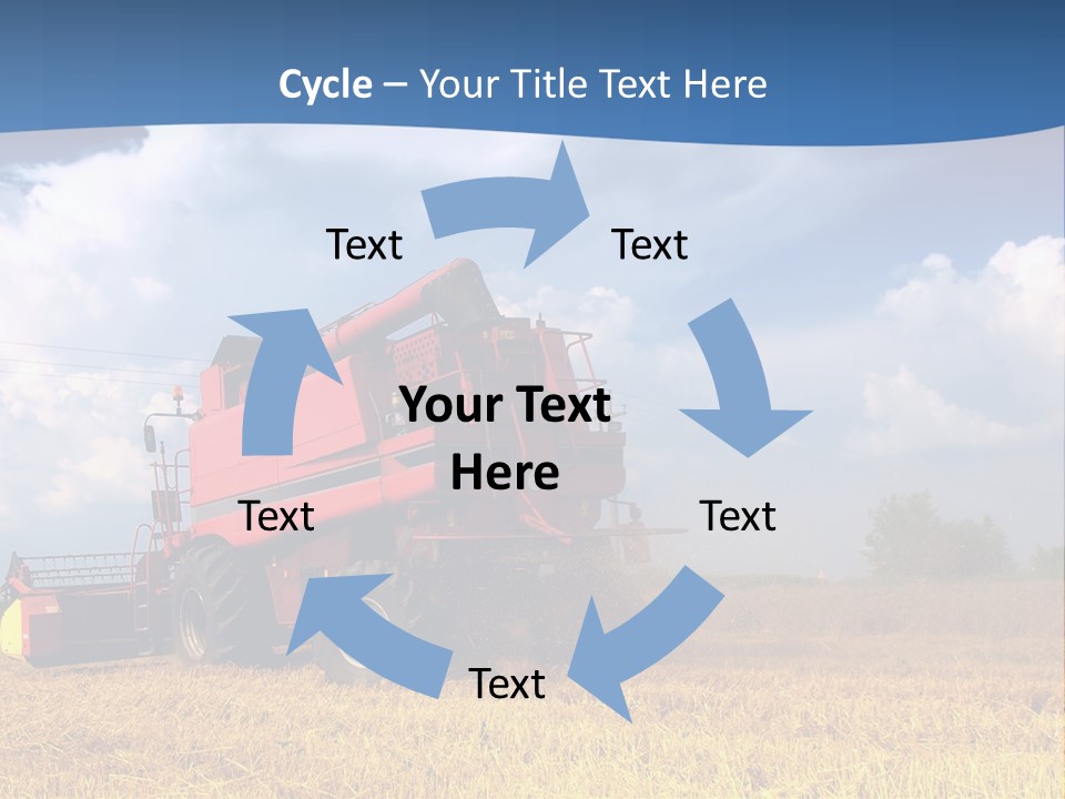 A Big Red Truck Driving Through A Field PowerPoint Template