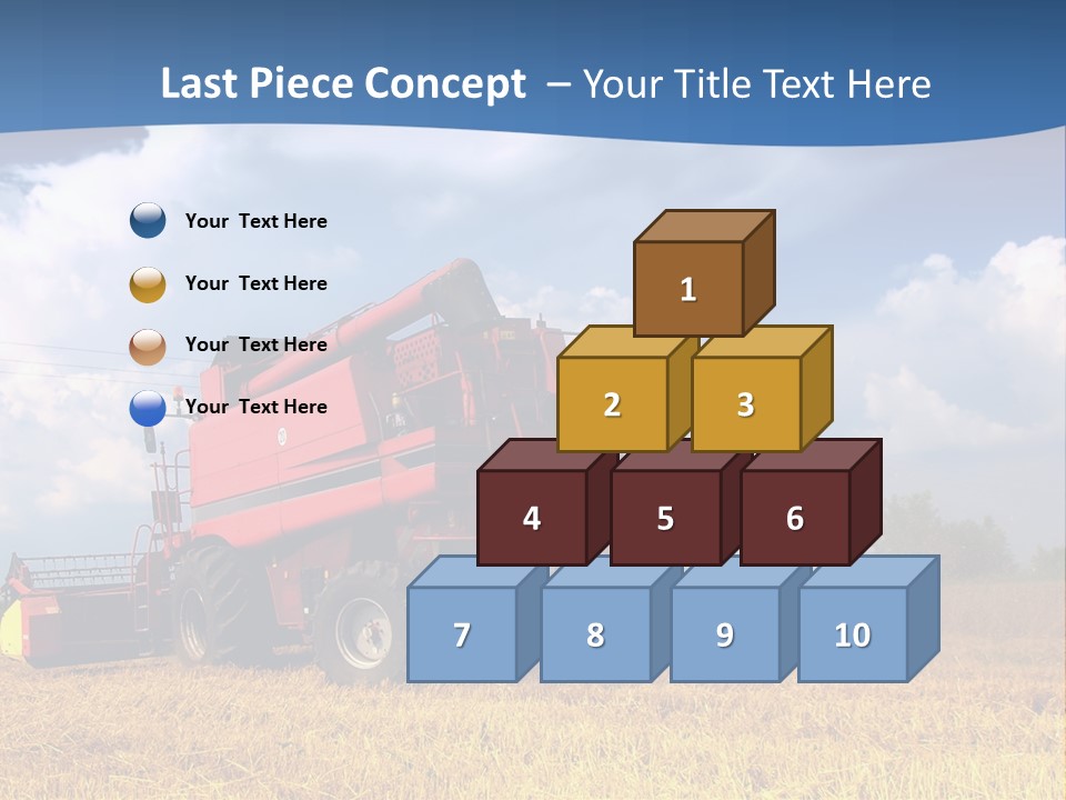 A Big Red Truck Driving Through A Field PowerPoint Template