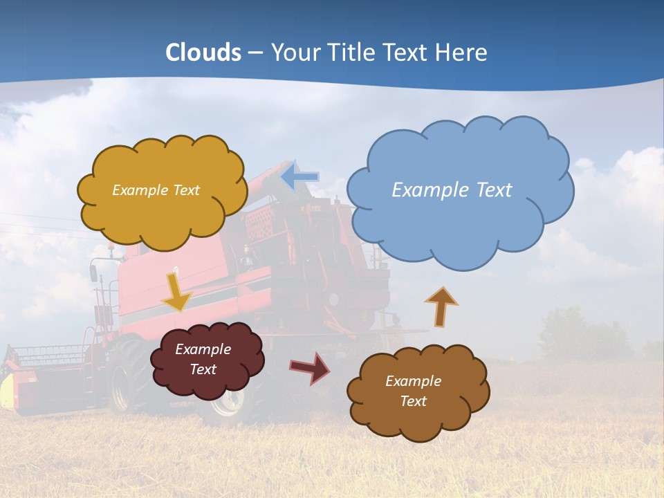 A Big Red Truck Driving Through A Field PowerPoint Template