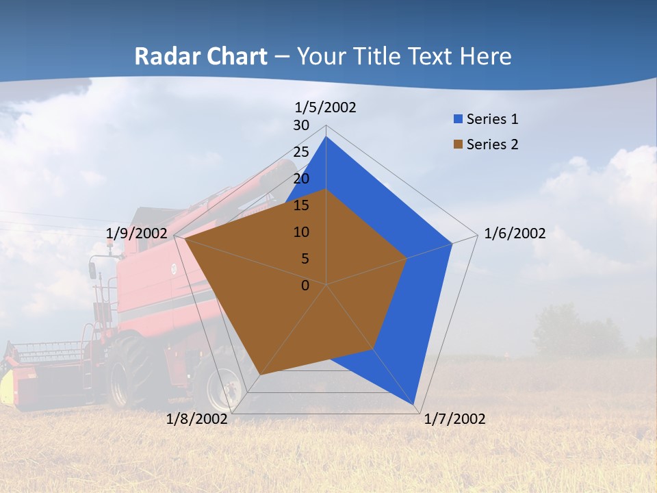 A Big Red Truck Driving Through A Field PowerPoint Template
