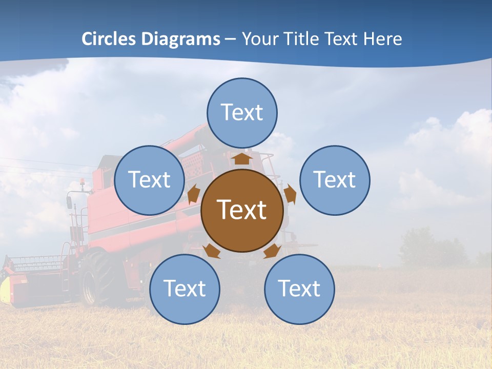 A Big Red Truck Driving Through A Field PowerPoint Template