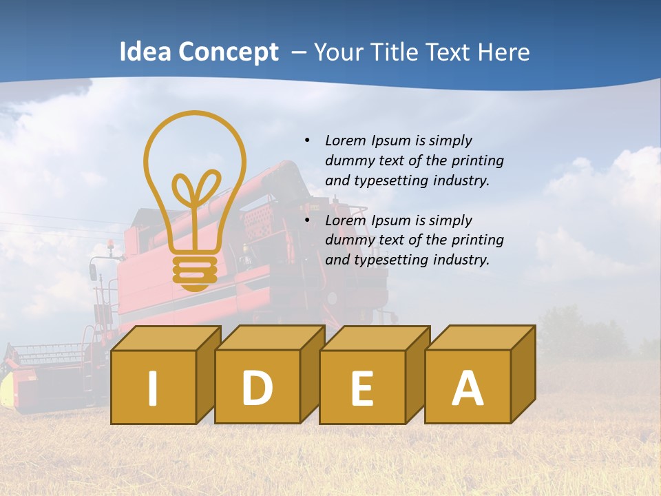 A Big Red Truck Driving Through A Field PowerPoint Template
