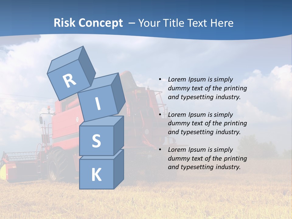 A Big Red Truck Driving Through A Field PowerPoint Template