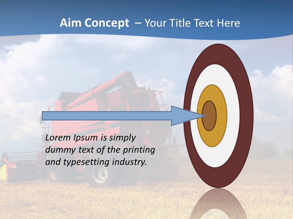 A Big Red Truck Driving Through A Field PowerPoint Template