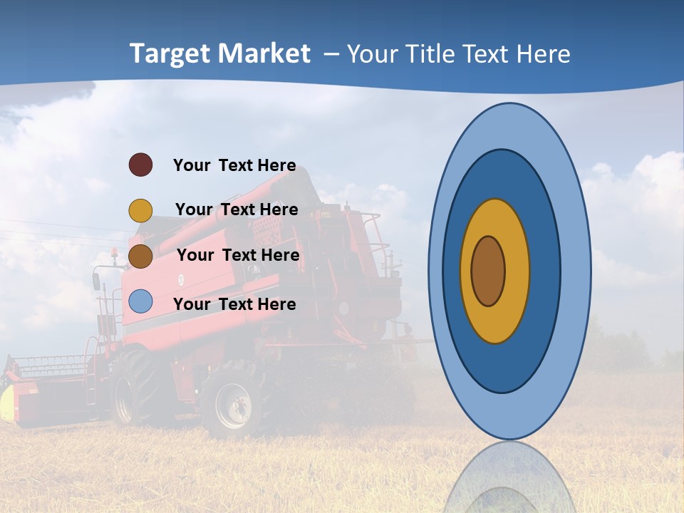 A Big Red Truck Driving Through A Field PowerPoint Template