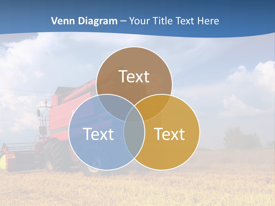 A Big Red Truck Driving Through A Field PowerPoint Template