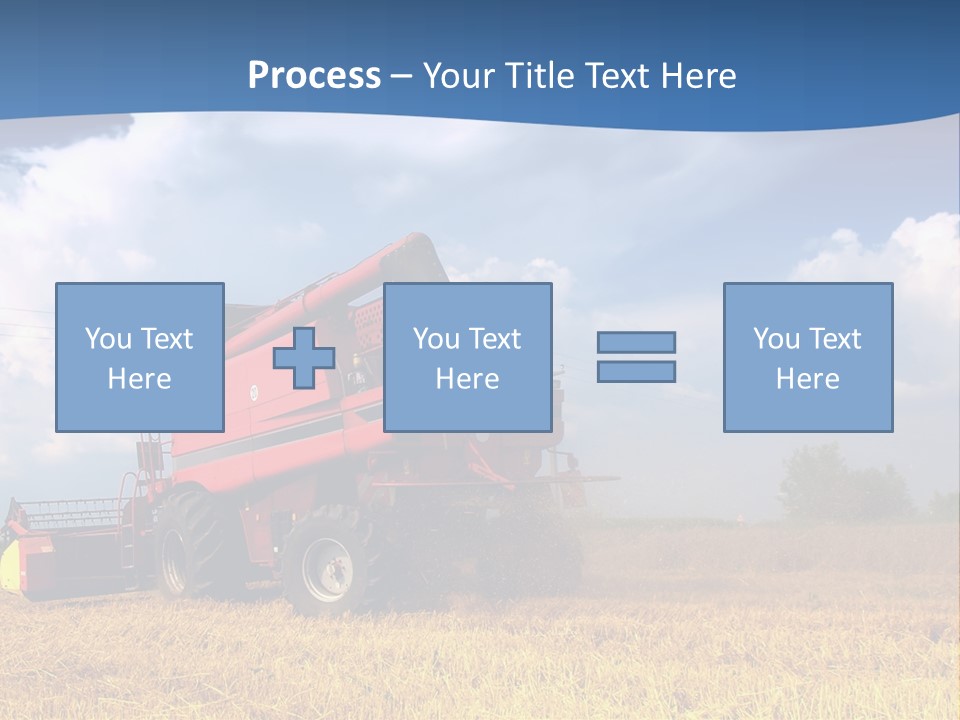 A Big Red Truck Driving Through A Field PowerPoint Template
