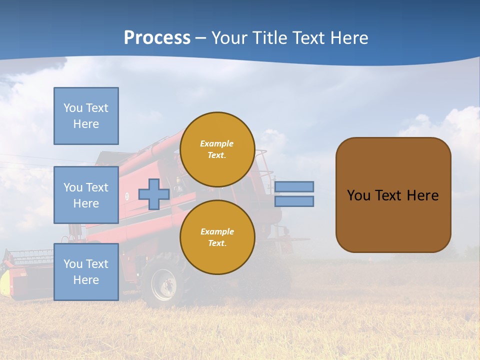 A Big Red Truck Driving Through A Field PowerPoint Template