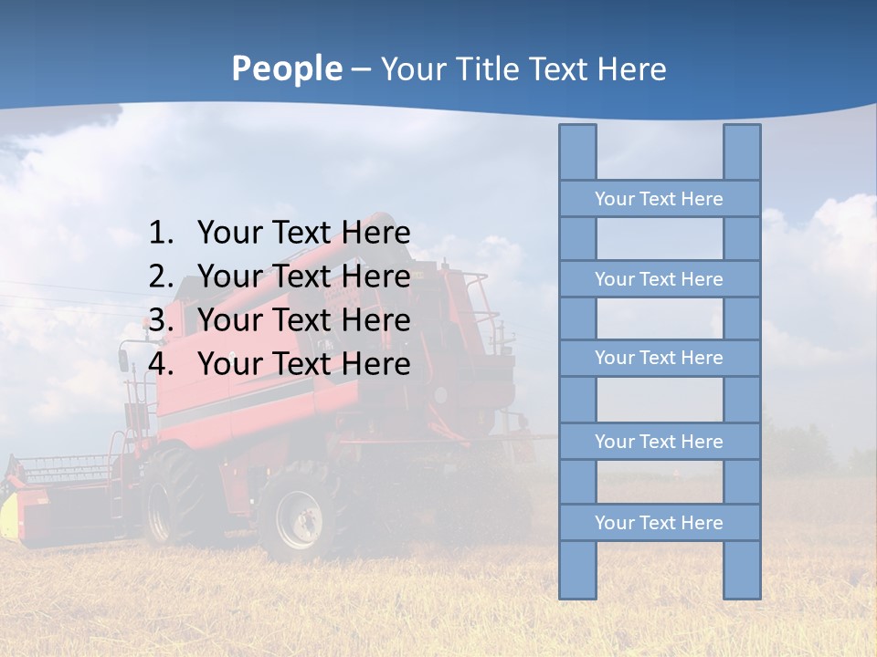 A Big Red Truck Driving Through A Field PowerPoint Template