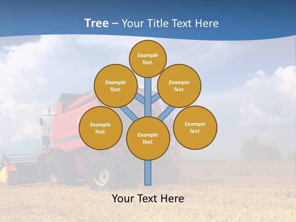 A Big Red Truck Driving Through A Field PowerPoint Template