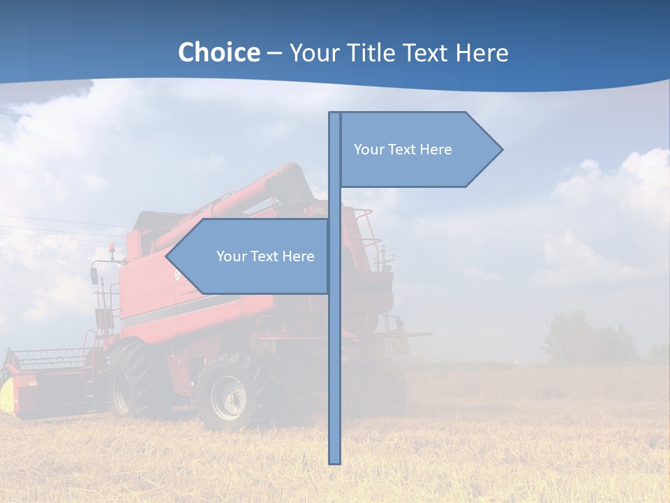 A Big Red Truck Driving Through A Field PowerPoint Template