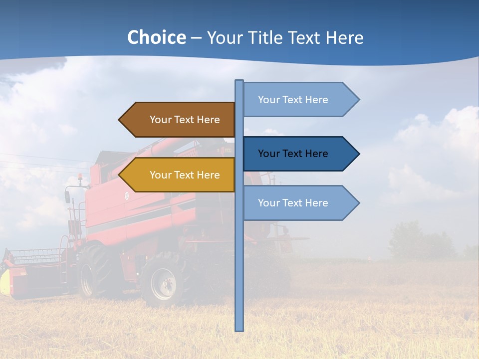 A Big Red Truck Driving Through A Field PowerPoint Template