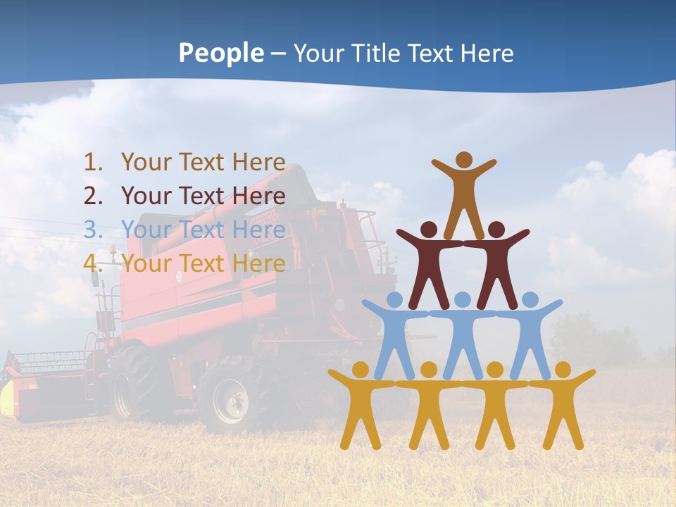A Big Red Truck Driving Through A Field PowerPoint Template
