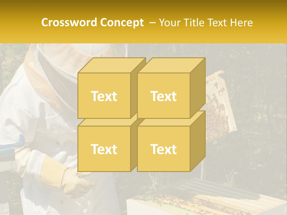 A Man In A Bee Suit Holding A Beehive PowerPoint Template