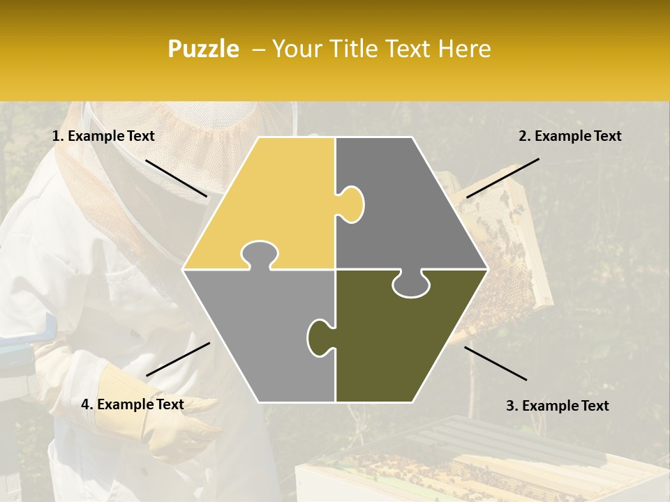 A Man In A Bee Suit Holding A Beehive PowerPoint Template