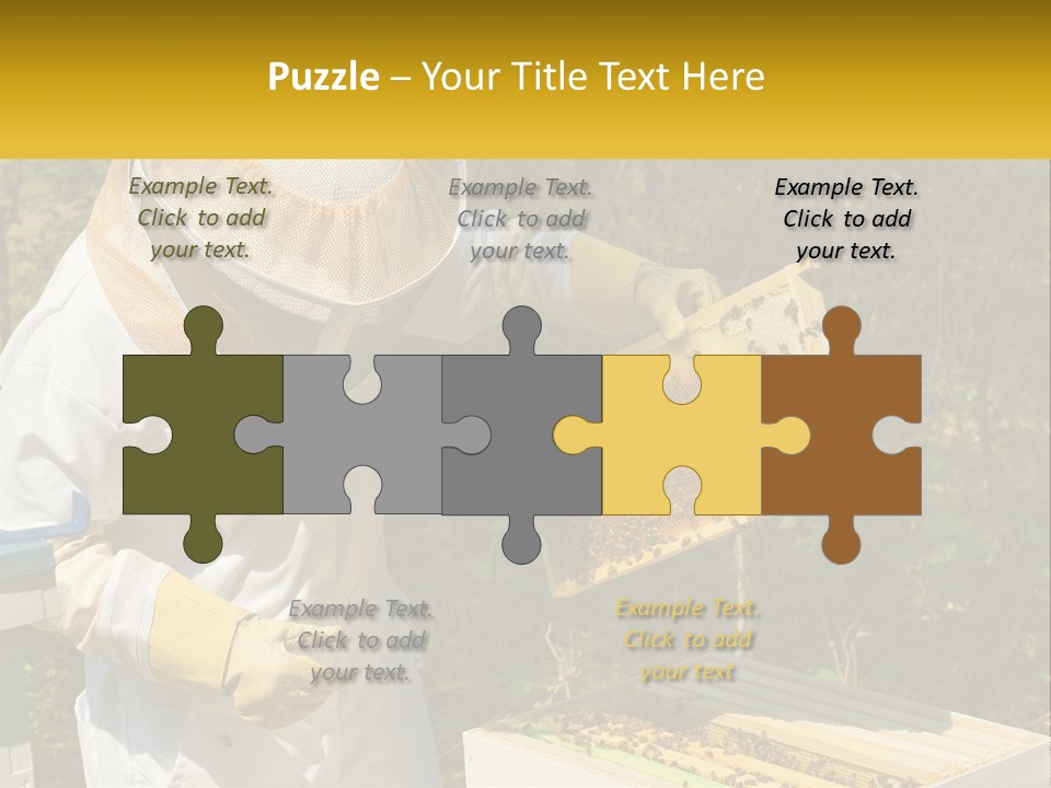 A Man In A Bee Suit Holding A Beehive PowerPoint Template