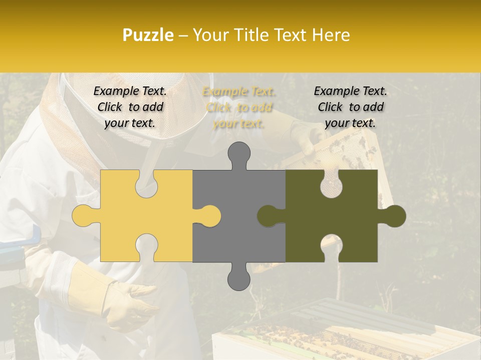 A Man In A Bee Suit Holding A Beehive PowerPoint Template