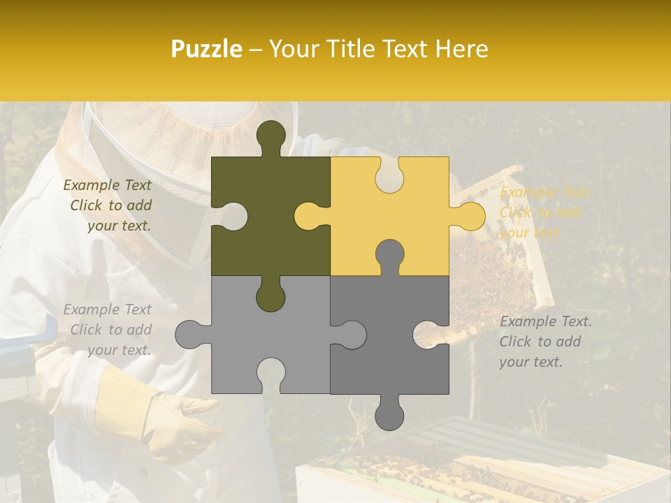 A Man In A Bee Suit Holding A Beehive PowerPoint Template