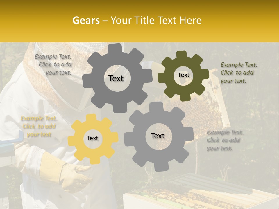 A Man In A Bee Suit Holding A Beehive PowerPoint Template