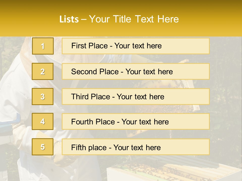 A Man In A Bee Suit Holding A Beehive PowerPoint Template