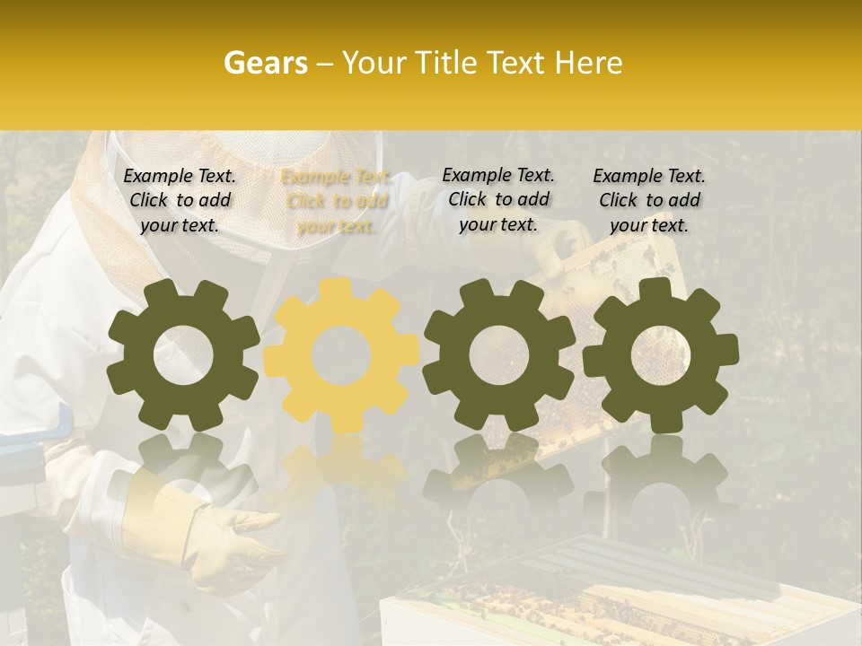 A Man In A Bee Suit Holding A Beehive PowerPoint Template