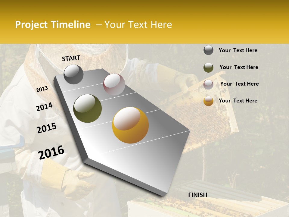 A Man In A Bee Suit Holding A Beehive PowerPoint Template