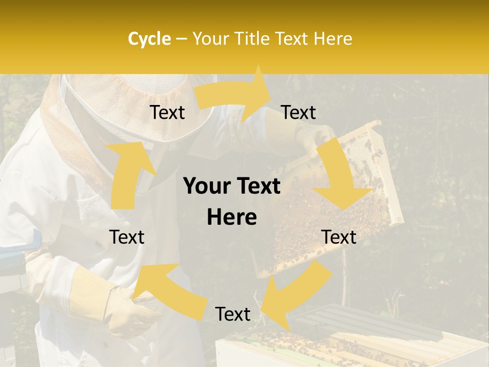 A Man In A Bee Suit Holding A Beehive PowerPoint Template