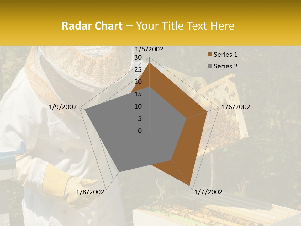 A Man In A Bee Suit Holding A Beehive PowerPoint Template