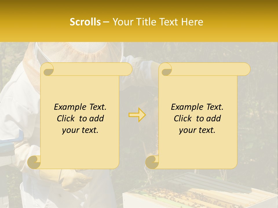 A Man In A Bee Suit Holding A Beehive PowerPoint Template